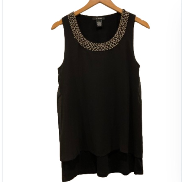 U-Knit Tops - u-knit Women’s Black Embellished Sleeveless Top  Size Small